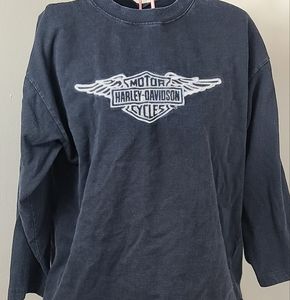 Vintage Harley Davidson Womens Sweatshirt Black And Silver Large 100% Cotton